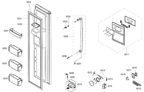Left Door Diagram and Parts List for B20CS50SNS 01 Bosch Refrigerator