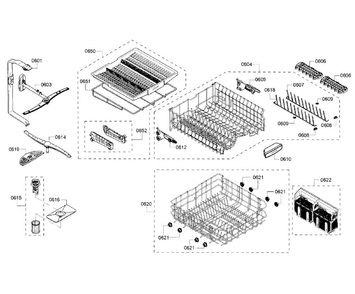 Racks Section Diagram and Parts List for SHP65TL2UC 07 Bosch Dishwasher