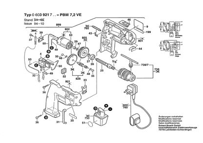 Section 1 Diagram and Parts List for 0603921703  Bosch Cordless Drill