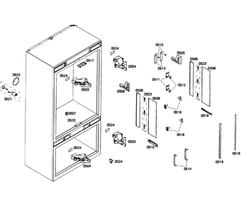 Cabinet 2 Diagram and Parts List for T36IT71FNS 01 Thermador Refrigerator