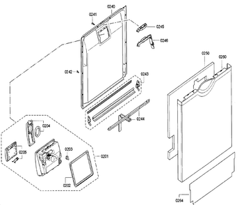 Door Diagram and Parts List for SGE68U55UC A5 Bosch Dishwasher