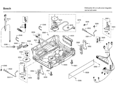 Base Diagram and Parts List for SHP65T52UC 09 Bosch Dishwasher