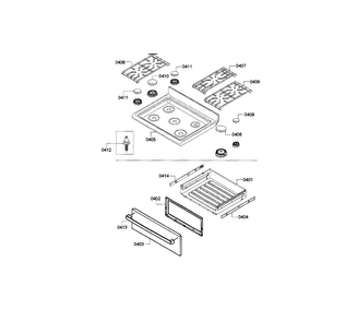 Burners & Drawer Diagram and Parts List for HGS3053UC 07 Bosch Range