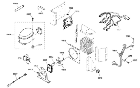 Compressor Assy Diagram and Parts List for KBUDT4265E 01 Thermador Refrigerator