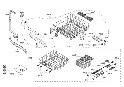Rack Assy Diagram and Parts List for SHE46C02UC 17 Bosch Dishwasher