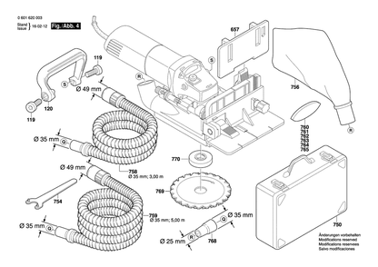 Diagram 4 Diagram and Parts List for 0601620039  Bosch Planer Jointer