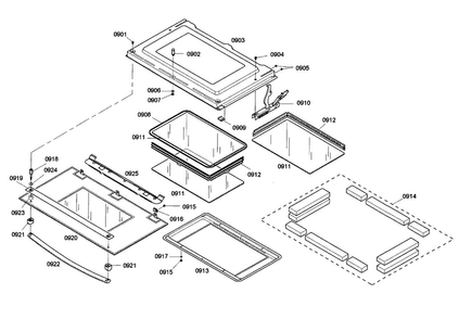 Door Assy Diagram and Parts List for HBL755AUC 02 Bosch Wall Oven