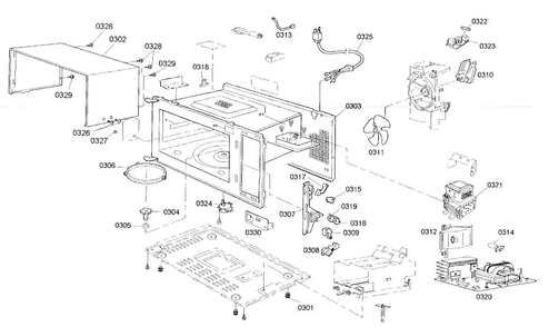 Cabinet Parts Diagram and Parts List for MBES01  Thermador Microwave