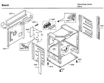 Cabinet Diagram and Parts List for HEIP054U 07 Bosch Range