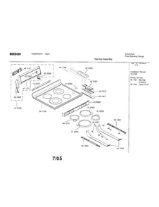 Maintop Assemlby Diagram and Parts List for HES246U 01 Bosch Range