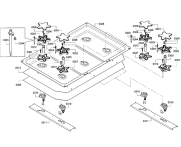 Burners Assy Diagram and Parts List for PRD366GHC 06 Thermador Range