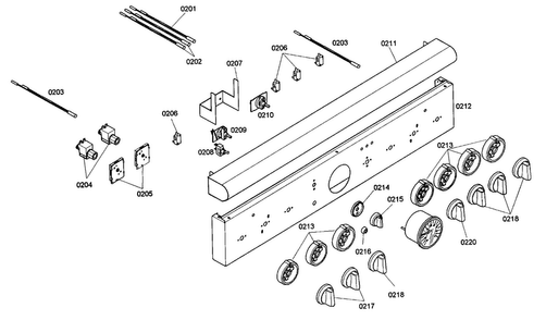 Front Panel Diagram and Parts List for PRD366EG02  Thermador Range