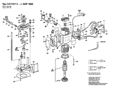Diagram 1 Diagram and Parts List for GOF1600 0 601 611 034 Bosch Router