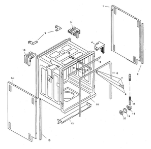 Tank Assy Diagram and Parts List for SHU3307UC 12 Bosch Dishwasher