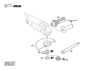 Diagram 2 Diagram and Parts List for GWS26-230JH 3 601 H56 M04 Bosch Angle Grinder