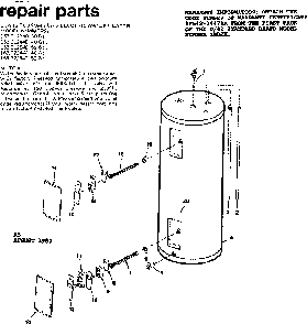 Replacement Parts Diagram and Parts List for 153312440  Kenmore Water Heater