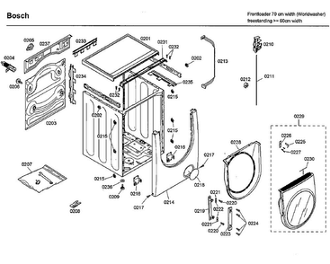 Cabinet/door Diagram and Parts List for WFMC3301UC 01 Bosch Washer
