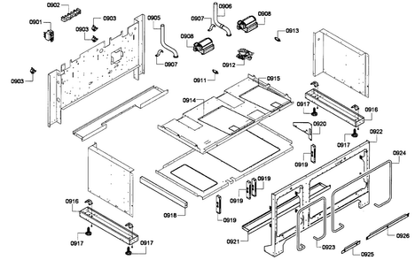 Frame Assy Diagram and Parts List for PRD486EDPG 01 Thermador Range