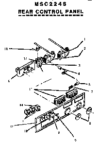 Rear Control Panel Diagram and Parts List for MSC224S  Thermador Range