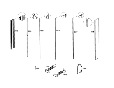 Profile Stripe Diagram and Parts List for T24IF70CSS-01  Thermador Freezer