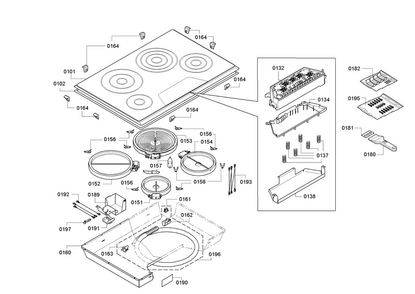 Cooktop Diagram and Parts List for CET304FS 01 Thermador Cooktop