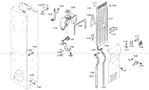 Duct Assy Diagram and Parts List for KBUIT4265E 01 Thermador Refrigerator