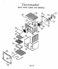 Main Oven Liner And Module Diagram and Parts List for REF30RS 9707 & UP Thermador Range