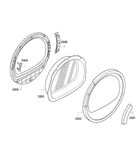Door Assy Diagram and Parts List for WTE86300US 09 Bosch Dryer