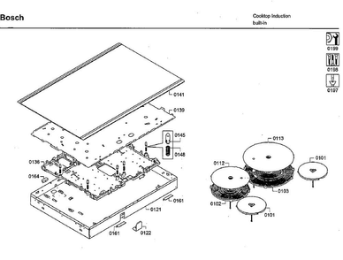 Induction Asy Diagram and Parts List for NIT8068SUC 01 Bosch Cooktop