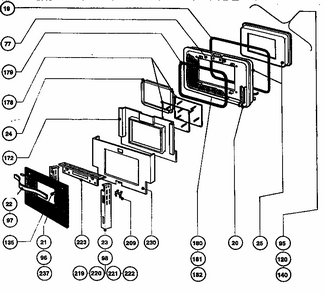 Main Oven Door Assembly Diagram and Parts List for RDFS30Q  Thermador Range