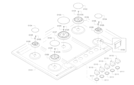 Burner Asy Diagram and Parts List for NGM8055UC 02 Bosch Cooktop