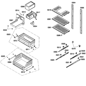 Shelfs Diagram and Parts List for T24ID80NLP 31 Thermador Freezer