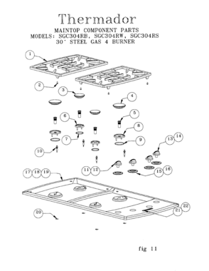 06 - MAINTOP COMPONENT PARTS Diagram and Parts List for SGC304R  Bosch Range