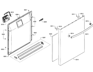 Door Section Diagram and Parts List for SHX3AR52UC 10 Bosch Dishwasher