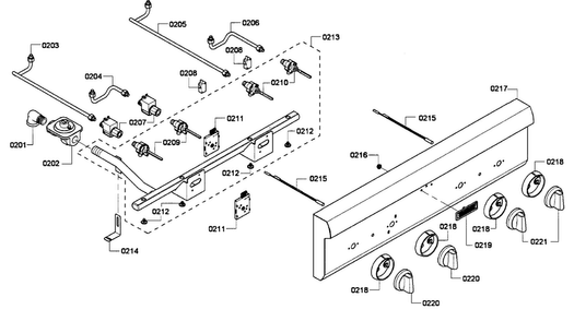 Controls Diagram and Parts List for PCG304G-01  Thermador Cooktop