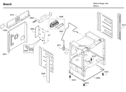 Frame Diagram and Parts List for HDI8054U 06 Bosch Range
