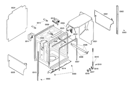 Cabinet Diagram and Parts List for DWHD94EP 53 Thermador Dishwasher