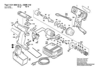 Section 1 Diagram and Parts List for GSB12VES-2 0601939682 Bosch Hammer Drill
