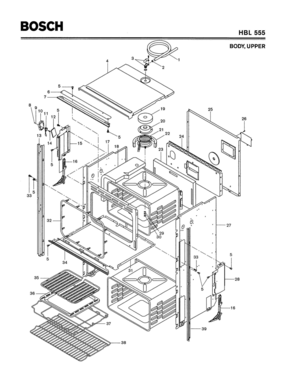 01 - BODY, UPPER Diagram and Parts List for HBL555  Bosch Range