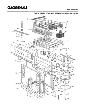 02 - FASCIA PANEL, DOOR AND SPRAY ASSEMBLIES & RACKS Diagram and Parts List for GM215-761  Bosch 