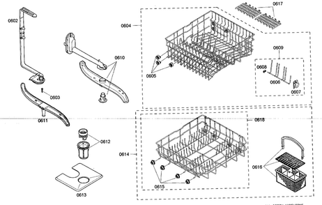 Racks Diagram and Parts List for SHX33M06UC 46 Bosch Dishwasher
