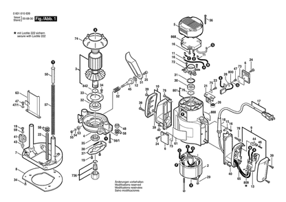 Section 1 Diagram and Parts List for GOF1700ACE 0601615661 Bosch Router