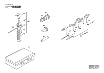 Section 2 Diagram and Parts List for GBH4DSC 0611222703 Bosch Hammer Drill