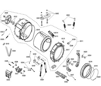 Drum Diagram and Parts List for WFMC6401UC 03 Bosch Washer
