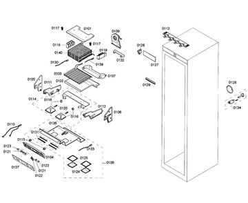 Cabinet Parts Diagram and Parts List for T18ID80NLP 01 Thermador Freezer