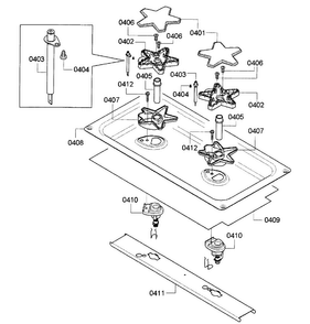 Burners 1 Diagram and Parts List for PCG486GD 04 Thermador Cooktop
