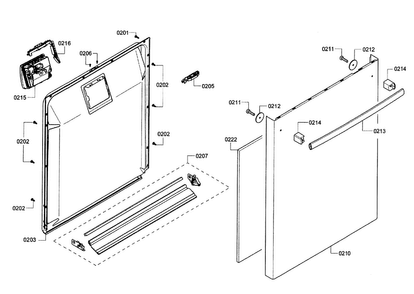 Door Assy Diagram and Parts List for SHX3AR55UC 15 Bosch Dishwasher