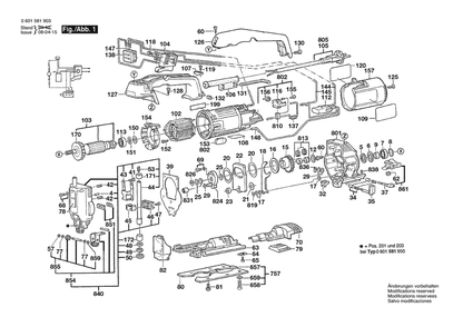 Section 1 Diagram and Parts List for GST60PBAE 0601581932 Bosch Jig Saw