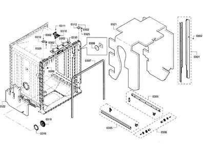 Cabinet Diagram and Parts List for SHX3AR52UC 14 Bosch Dishwasher
