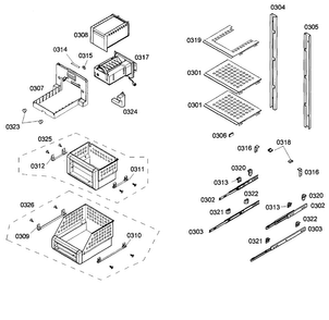 Shelfs Diagram and Parts List for T18ID80NRP 99 Thermador Freezer